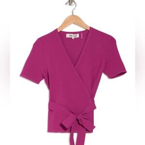 Diane Von Furstenberg Mirella Wrap Tie Top In Empress Purple Size S
